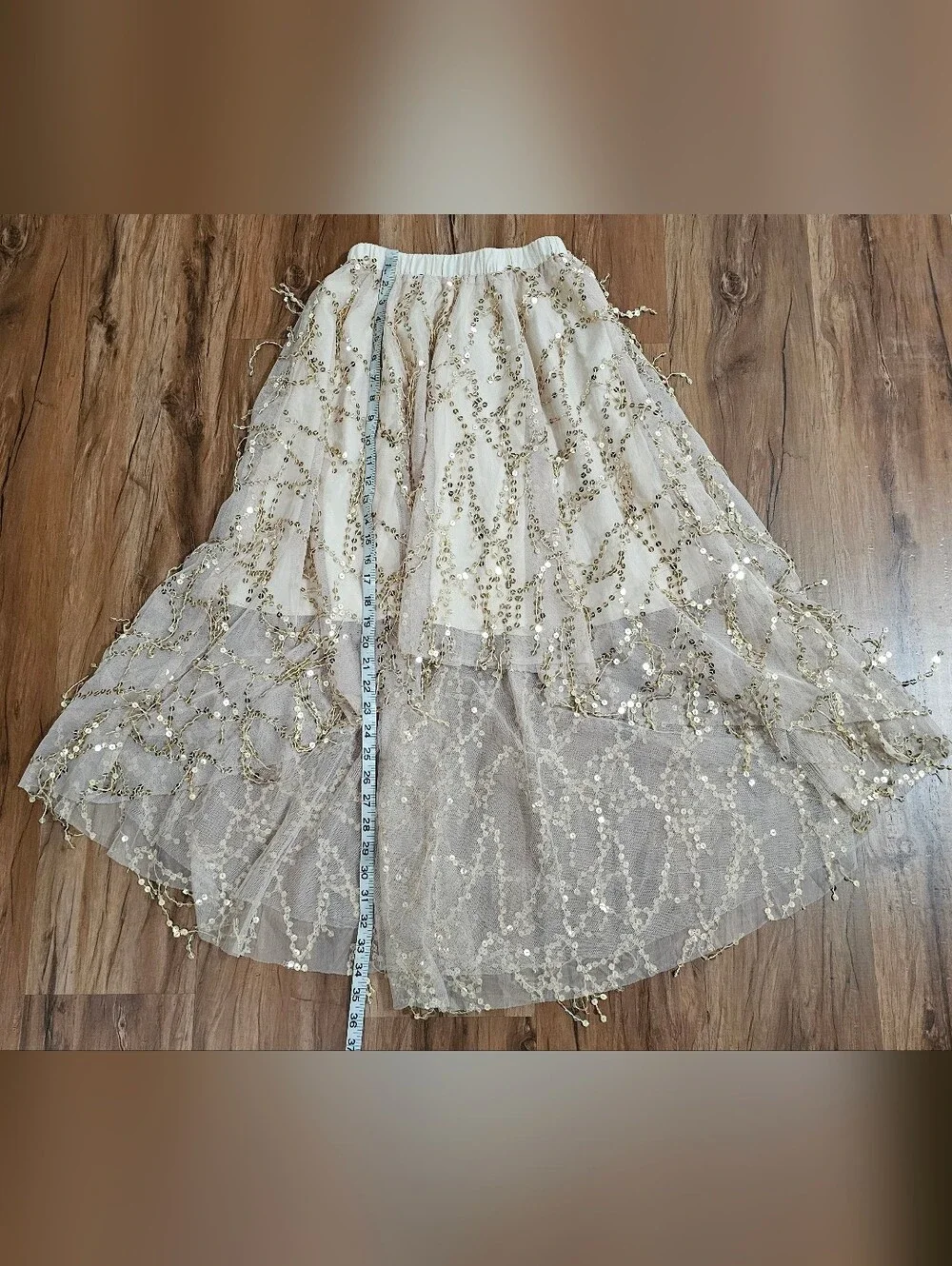 Mia Joy Girls Size 10 Beaded Ivory High-Low Tulle Skirt